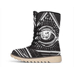 Black And White Eye of Providence Print Winter Boots