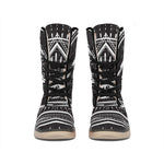 Black And White Eye of Providence Print Winter Boots