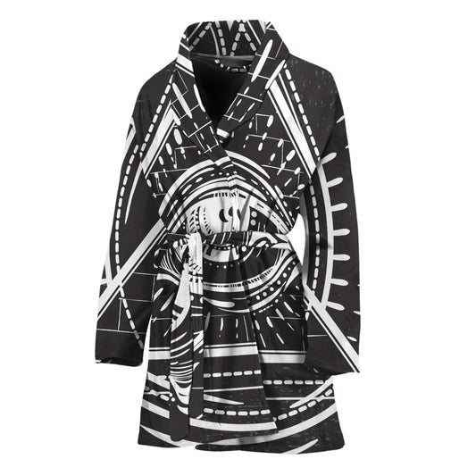 Black And White Eye of Providence Print Women's Bathrobe