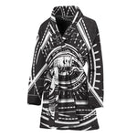 Black And White Eye of Providence Print Women's Bathrobe