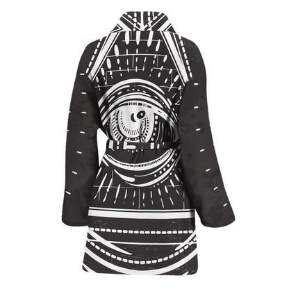 Black And White Eye of Providence Print Women's Bathrobe