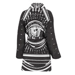 Black And White Eye of Providence Print Women's Bathrobe