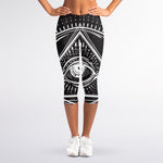 Black And White Eye of Providence Print Women's Capri Leggings