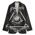 Black And White Eye of Providence Print Women's Cotton Blazer