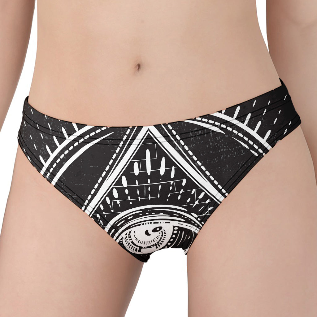 Black And White Eye of Providence Print Women's Panties