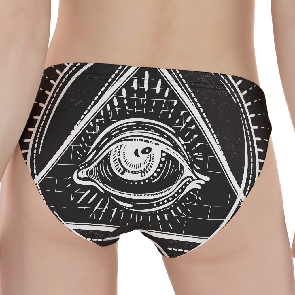 Black And White Eye of Providence Print Women's Panties