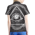 Black And White Eye of Providence Print Women's Polo Shirt