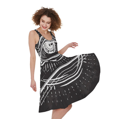 Black And White Eye of Providence Print Women's Sleeveless Dress