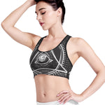 Black And White Eye of Providence Print Women's Sports Bra