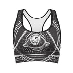 Black And White Eye of Providence Print Women's Sports Bra