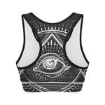 Black And White Eye of Providence Print Women's Sports Bra