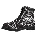 Black And White Eye of Providence Print Work Boots