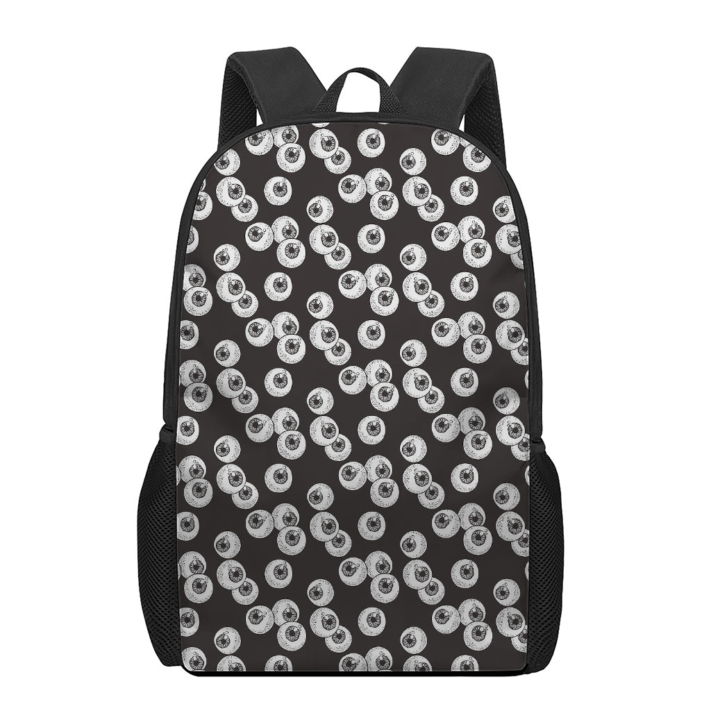 Black And White Eyeball Pattern Print 17 Inch Backpack