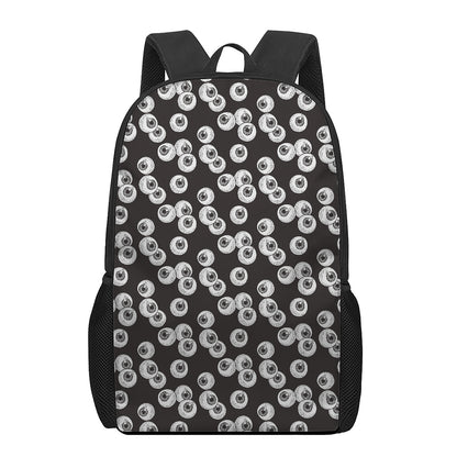 Black And White Eyeball Pattern Print 17 Inch Backpack