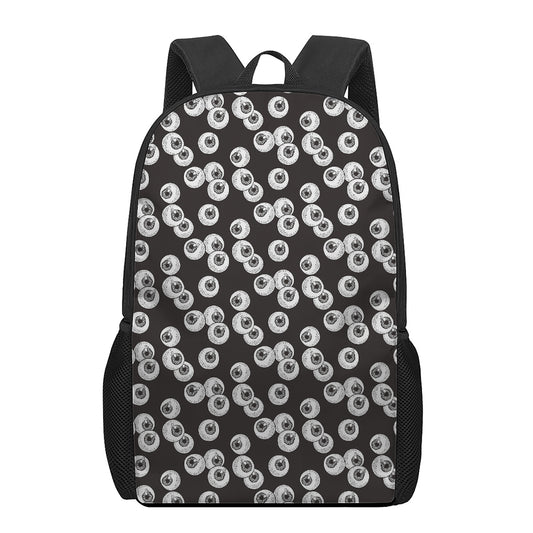 Black And White Eyeball Pattern Print 17 Inch Backpack