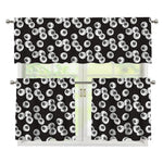 Black And White Eyeball Pattern Print 3 Piece Kitchen Curtains