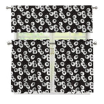 Black And White Eyeball Pattern Print 3 Piece Kitchen Curtains