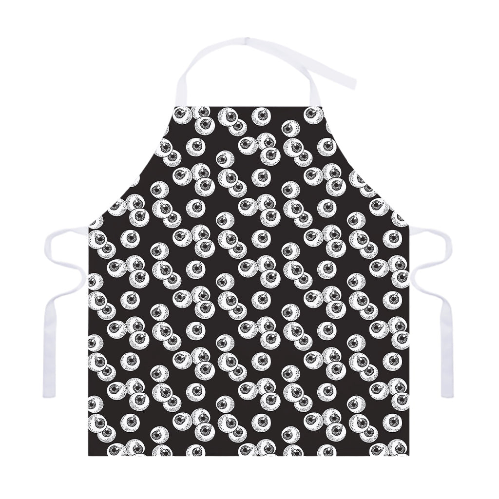 Black And White Eyeball Pattern Print Adjustable Apron