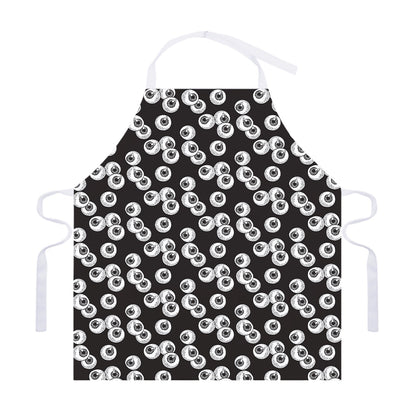 Black And White Eyeball Pattern Print Adjustable Apron