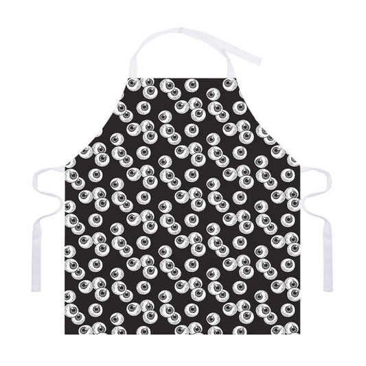 Black And White Eyeball Pattern Print Adjustable Apron
