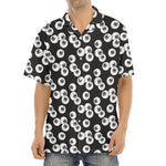 Black And White Eyeball Pattern Print Aloha Shirt