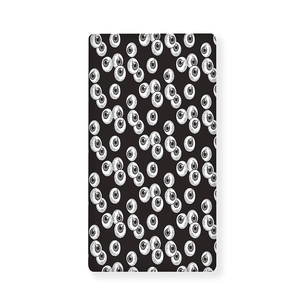 Black And White Eyeball Pattern Print Baby Crib Sheet