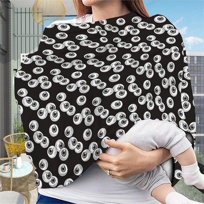Black And White Eyeball Pattern Print Baby Seat Cover