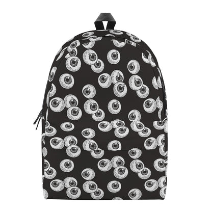 Black And White Eyeball Pattern Print Backpack