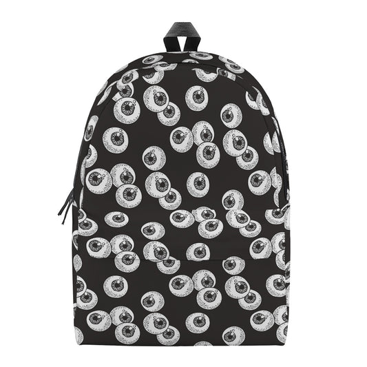 Black And White Eyeball Pattern Print Backpack