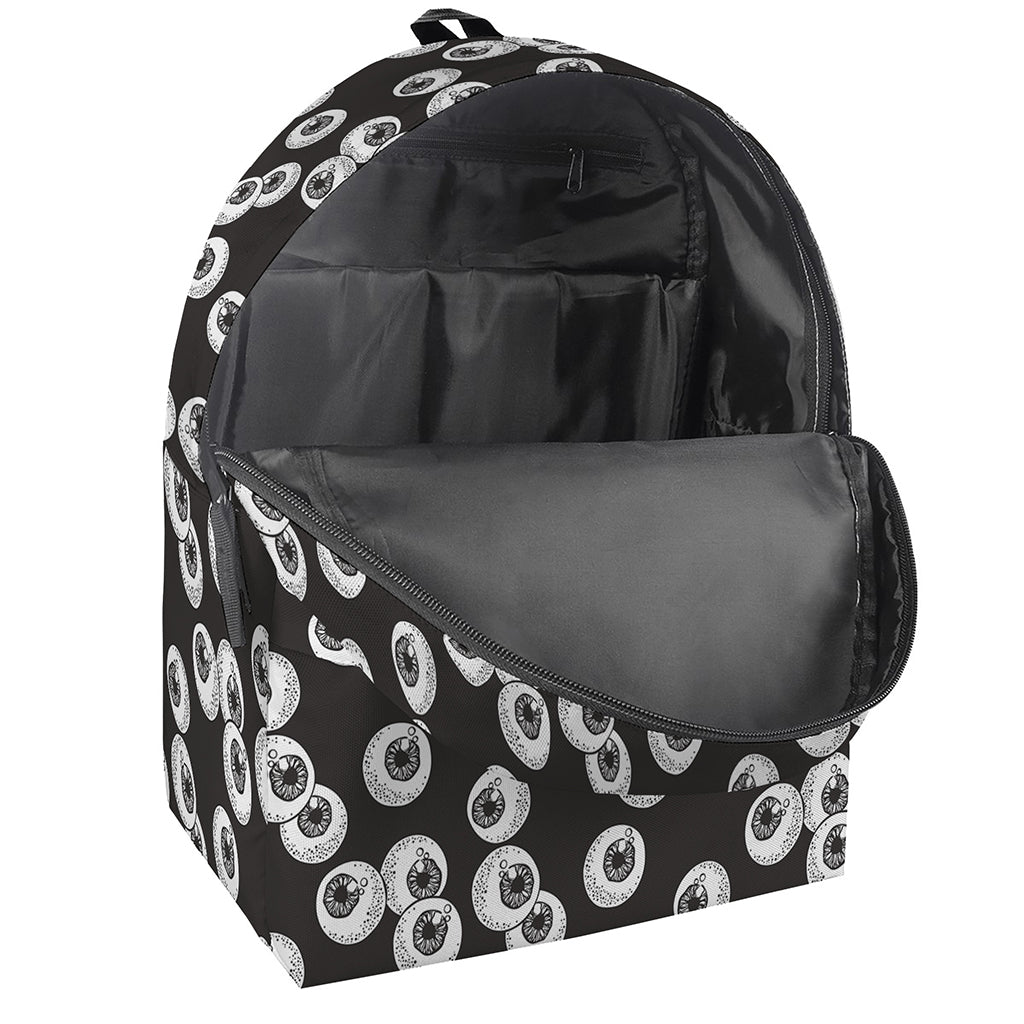 Black And White Eyeball Pattern Print Backpack
