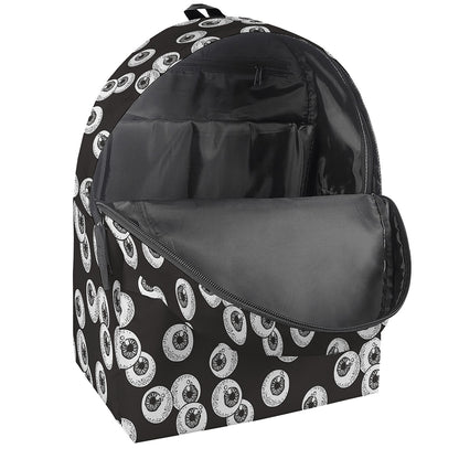 Black And White Eyeball Pattern Print Backpack