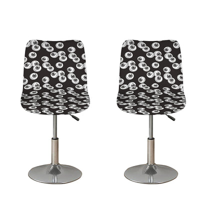 Black And White Eyeball Pattern Print Bar Stool Covers