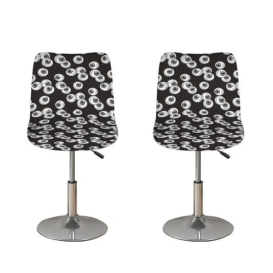 Black And White Eyeball Pattern Print Bar Stool Covers