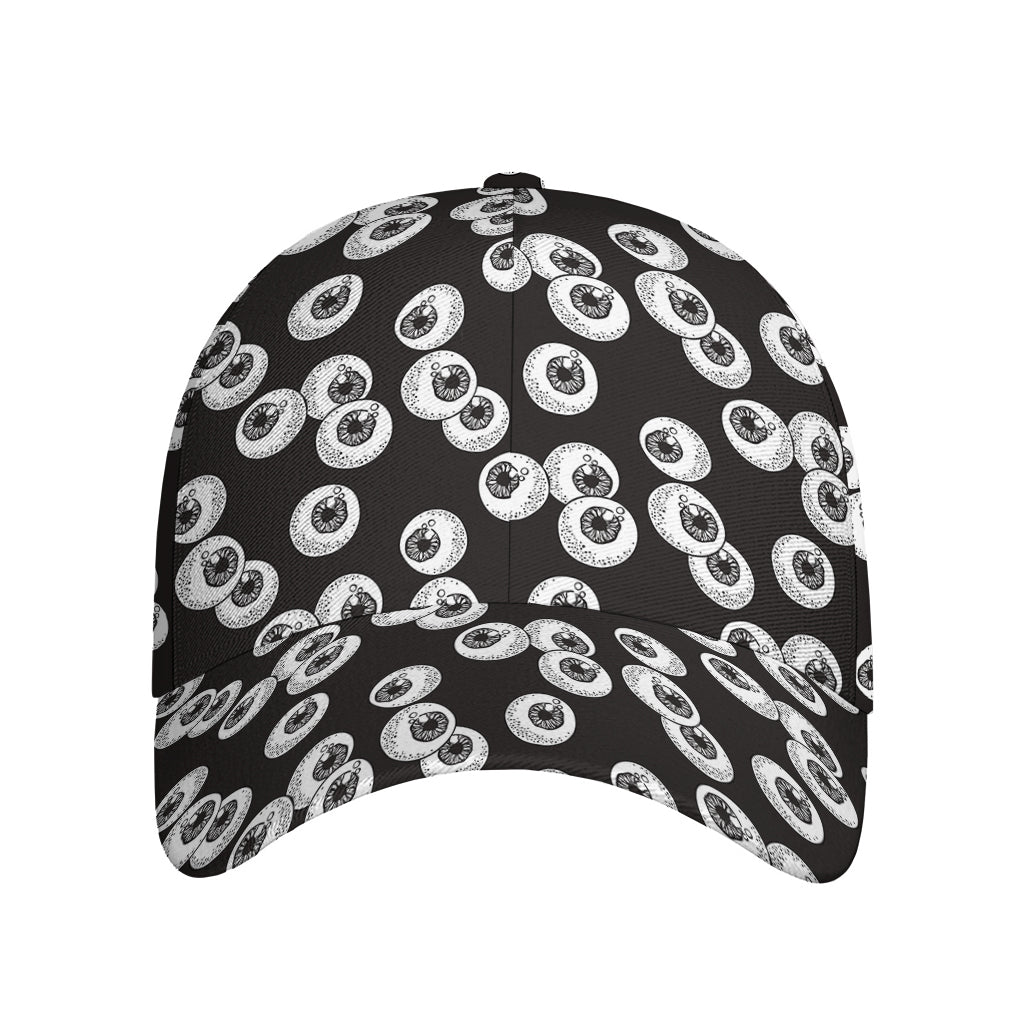 Black And White Eyeball Pattern Print Baseball Cap
