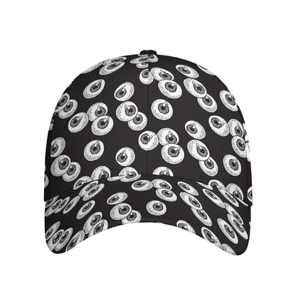 Black And White Eyeball Pattern Print Baseball Cap