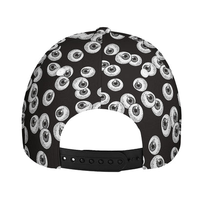 Black And White Eyeball Pattern Print Baseball Cap