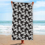 Black And White Eyeball Pattern Print Beach Towel