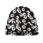 Black And White Eyeball Pattern Print Beanie