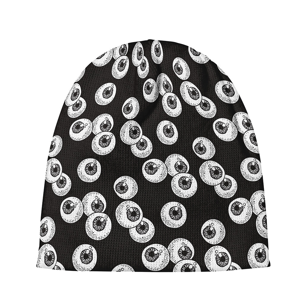 Black And White Eyeball Pattern Print Beanie