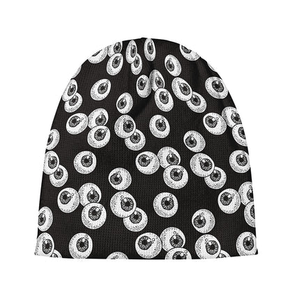 Black And White Eyeball Pattern Print Beanie