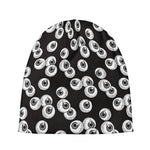 Black And White Eyeball Pattern Print Beanie