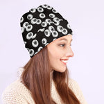 Black And White Eyeball Pattern Print Beanie
