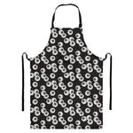 Black And White Eyeball Pattern Print Bib Apron With Pocket