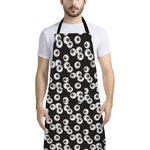 Black And White Eyeball Pattern Print Bib Apron With Pocket