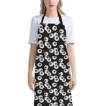 Black And White Eyeball Pattern Print Bib Apron With Pocket