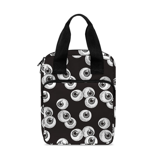 Black And White Eyeball Pattern Print Bible Tote Bag