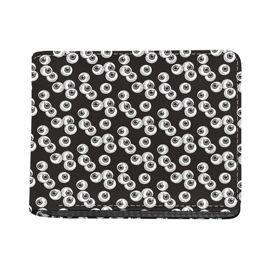 Black And White Eyeball Pattern Print Bifold Wallet
