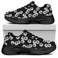 Black And White Eyeball Pattern Print Black Chunky Shoes