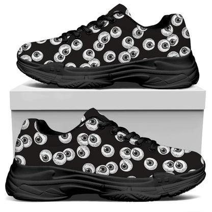 Black And White Eyeball Pattern Print Black Chunky Shoes