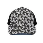 Black And White Eyeball Pattern Print Black Mesh Trucker Cap